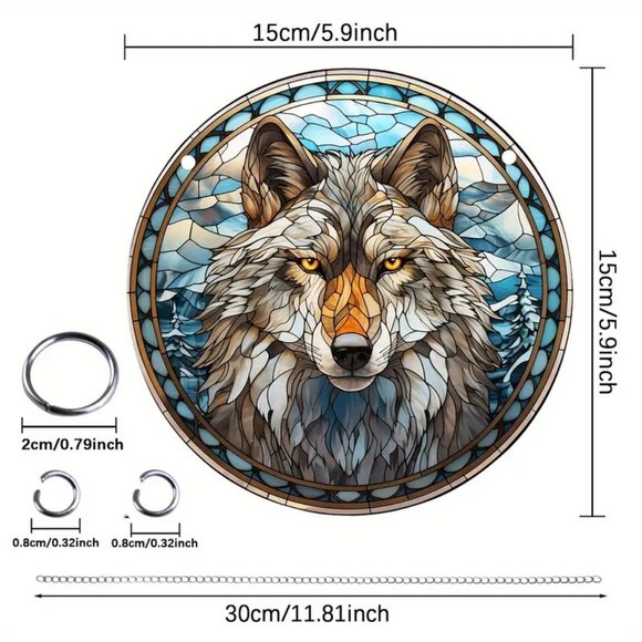 Wolf Suncatcher Hanging In/Outdoor Native Wild Wolves Dog Wall Deco Window NEW - Picture 2 of 3